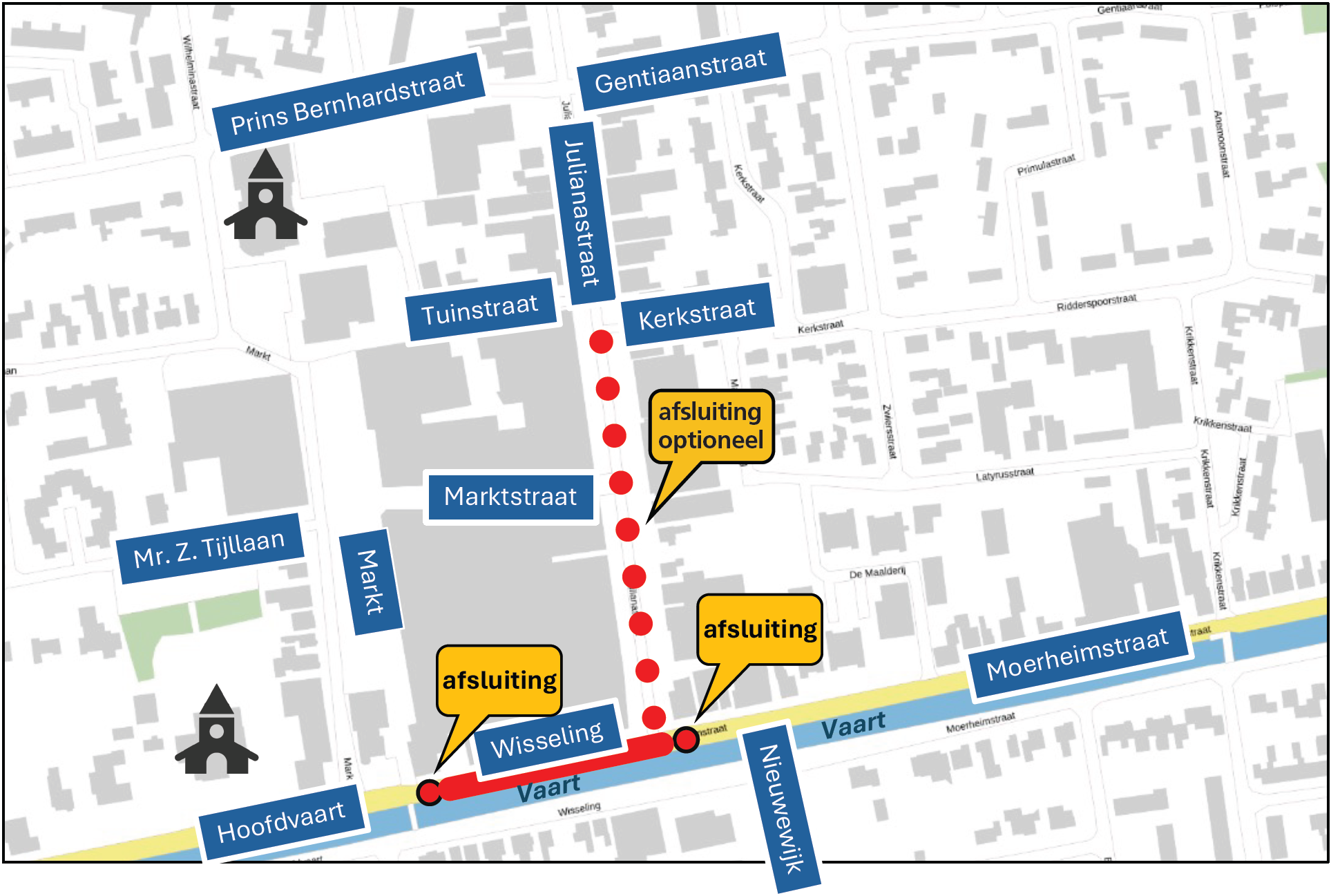 Schermafbeelding van de plattegrond in optie 2: autovrij
