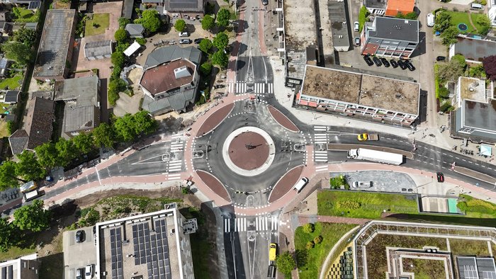 Huidige situatie bij de rotonde Europaweg - Bruchterweg